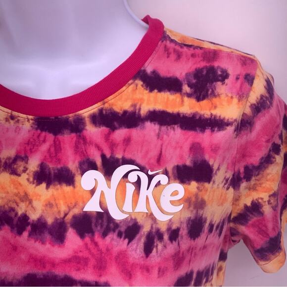 Nike Tye Die Pink and Orange T-Shirt Dress W/ Pockets Girls Size L - Picture 6 of 9